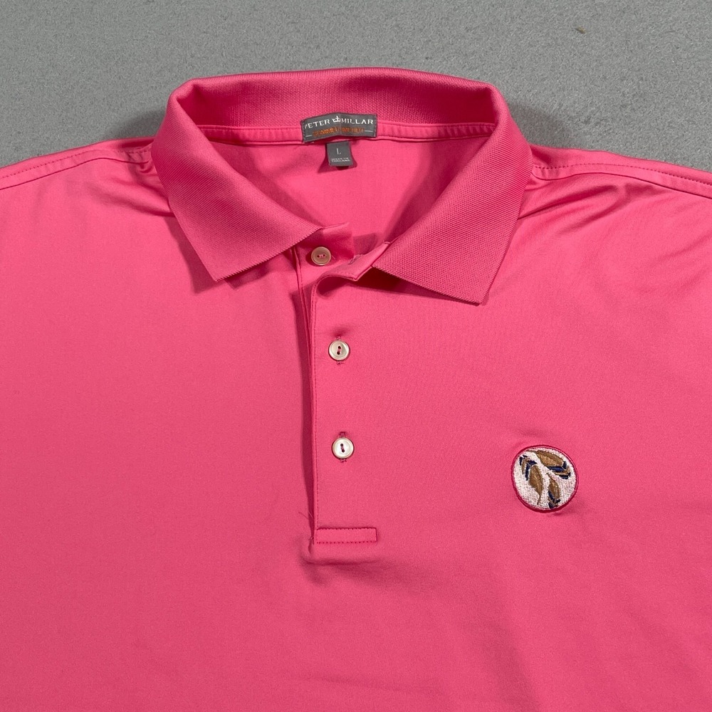 Peter Millar Polo Shirt Men Large Classic Fit Pink Summer Comfort Golf Golfcore - Picture 2 of 9